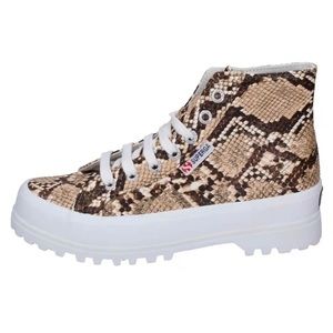 SUPERGA ankle boots brown synthetic leather sneaker beige 2341 SNAKEPU
